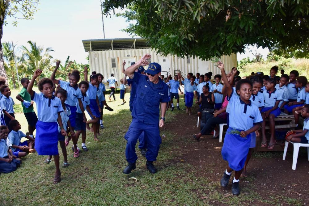 Oliver Henry at HMPNGS Tarangau School in Manus, Papua New Guinea