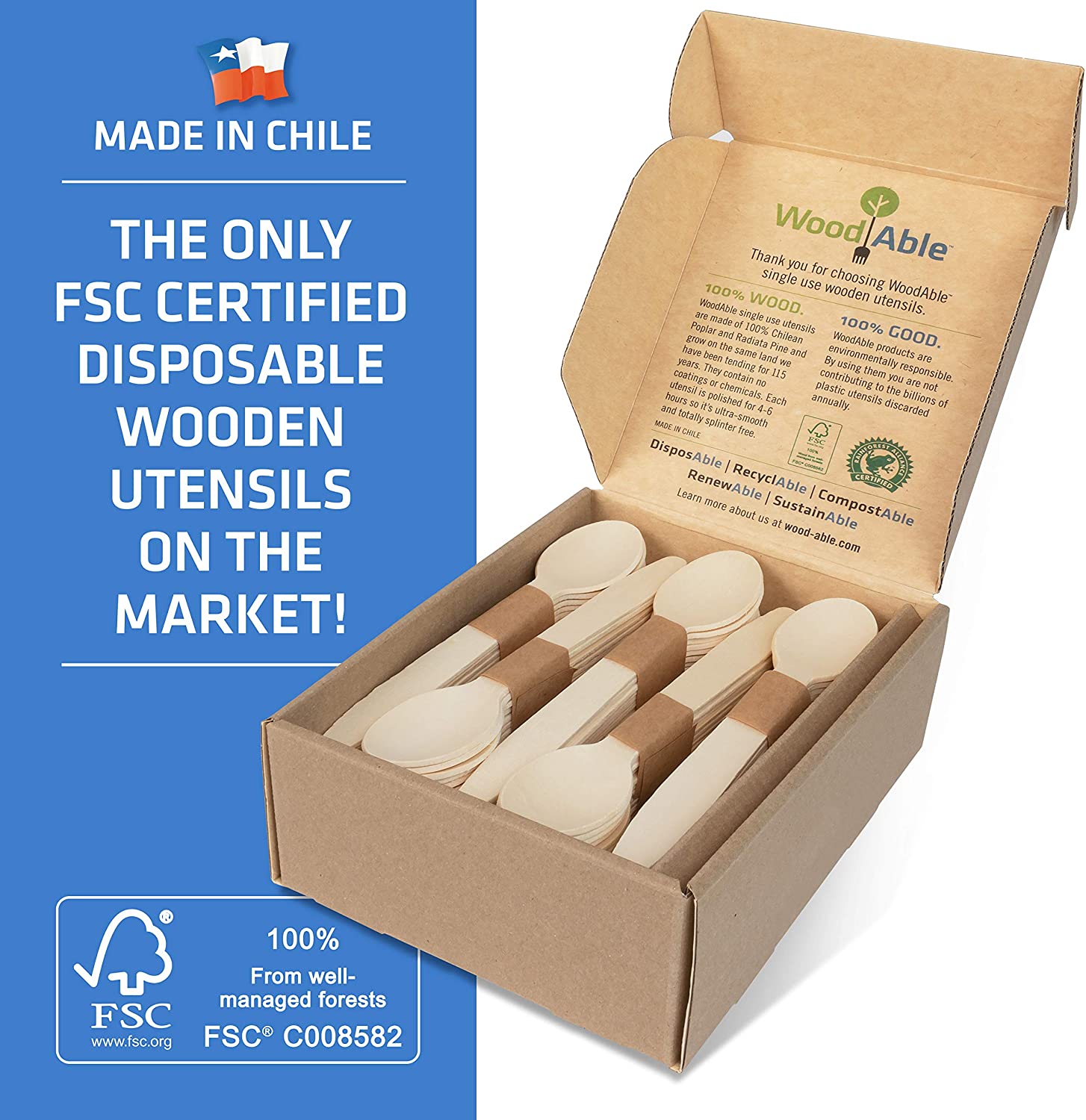 Image of Disposable Wooden Forks, Spoons, Knives - Alternative to Plastic Cutlery - Eco Biodegradable