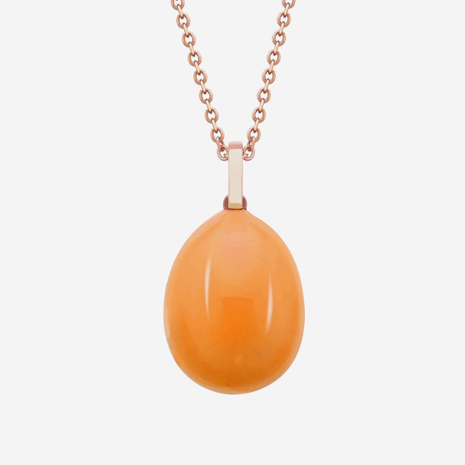 Image of Fabergé Essence 18K Rose Gold and Neon Orange Lacquer Pendant Necklace