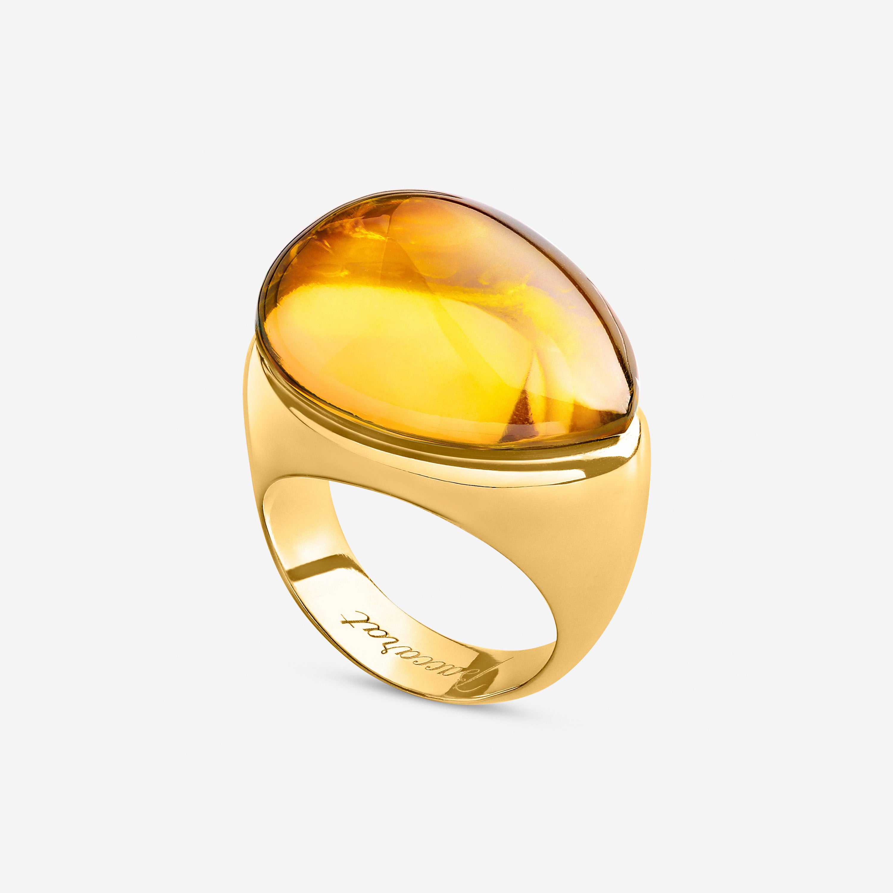 Image of Baccarat 18K Gold Plated on Sterling Silver, Honey Crystal Statement Ring