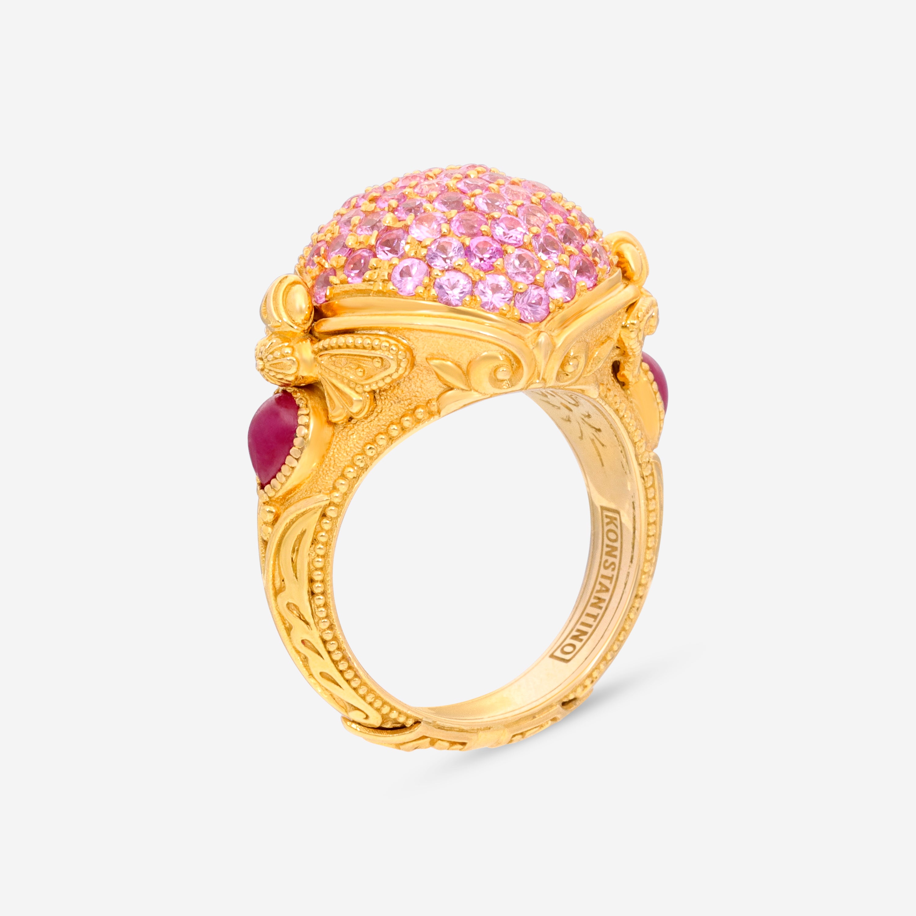 Image of Konstantino Melissa 18K Yellow Gold, Ruby and Pink Sapphire Statement Ring