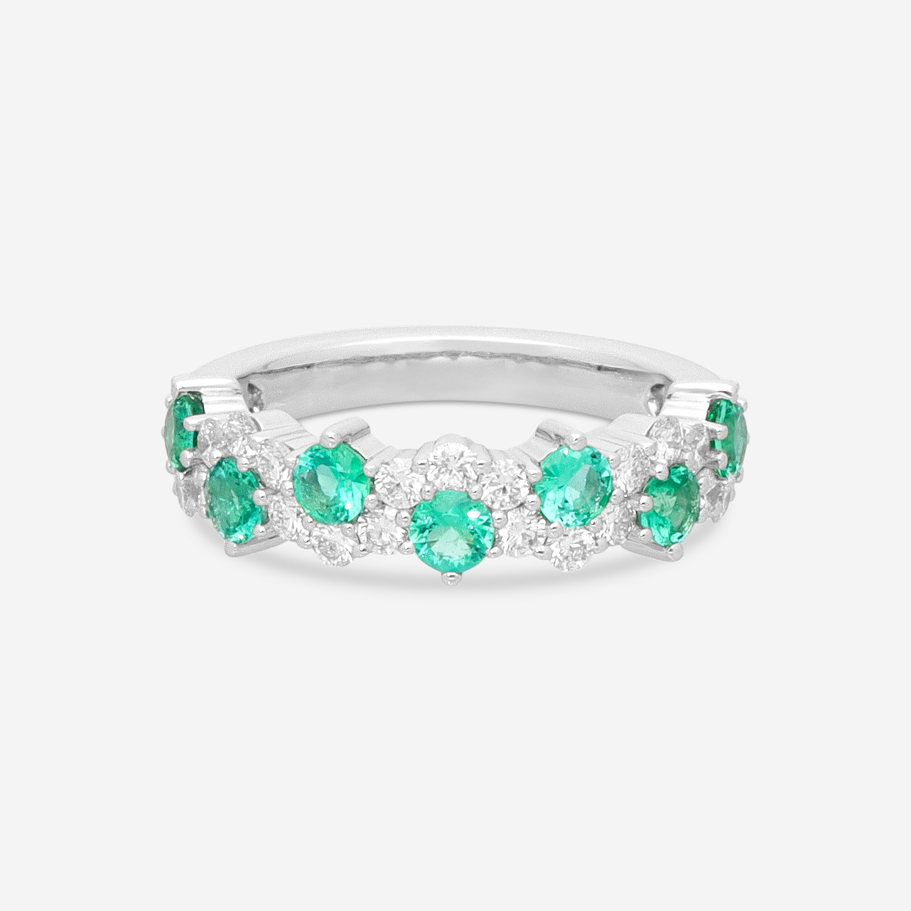 Image of Ina Mar 14K White Gold Emerald & Diamond Ring