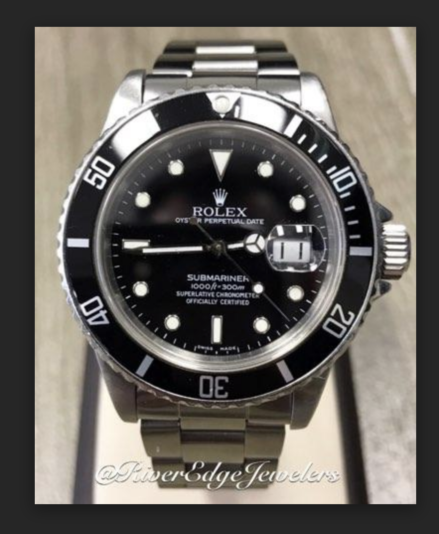 Rolex Preowned Submariner GREAT CONDITION 16800 Black Dial With Date Watch