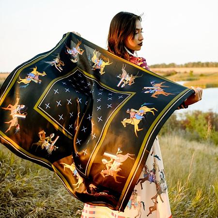 Parade Horses Cross Silk Scarf