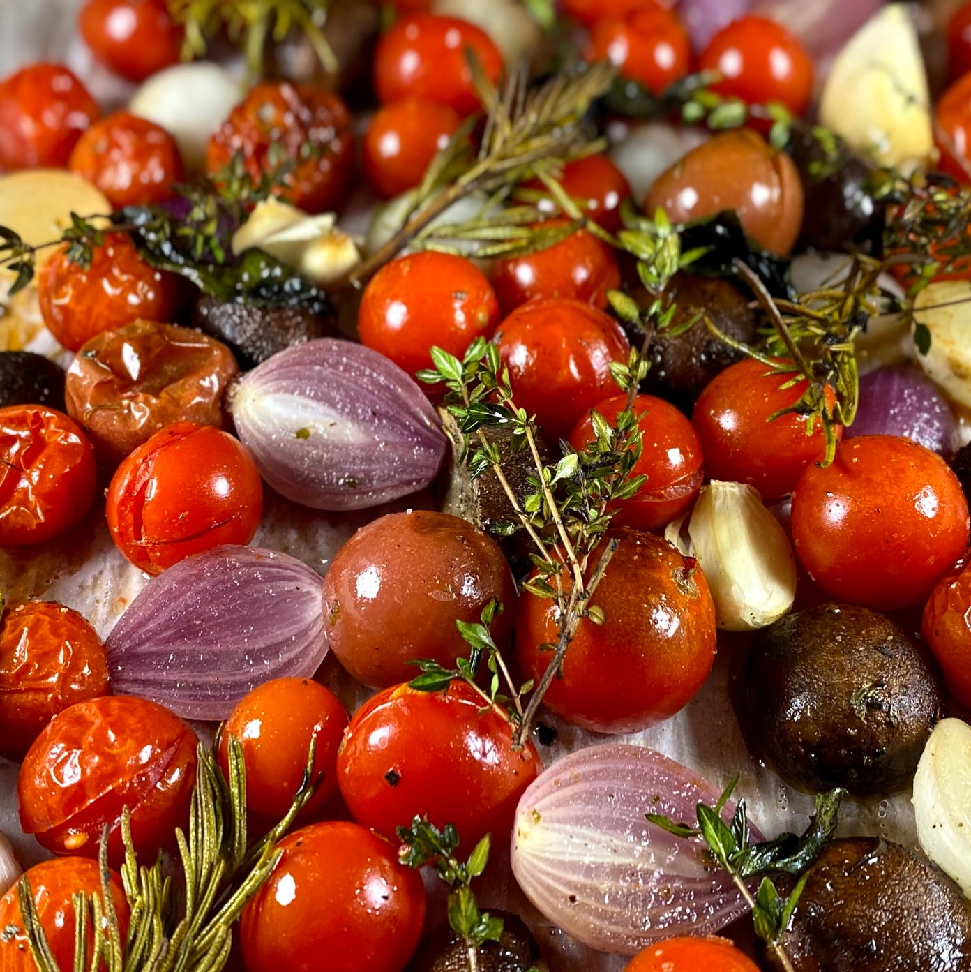 Italian Roasted Cherry Tomatoes and Mushrooms - FRESH. OUT. Italian Roasted Cherry Tomatoes and Mushrooms - FRESH. OUT.