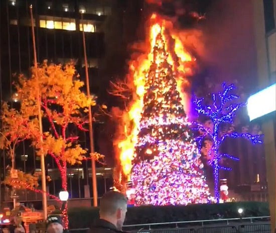 Fox News Christmas Tree 'Completely Engulfed in Flames' Fox News Christmas Tree 'Completely Engulfed in Flames'
