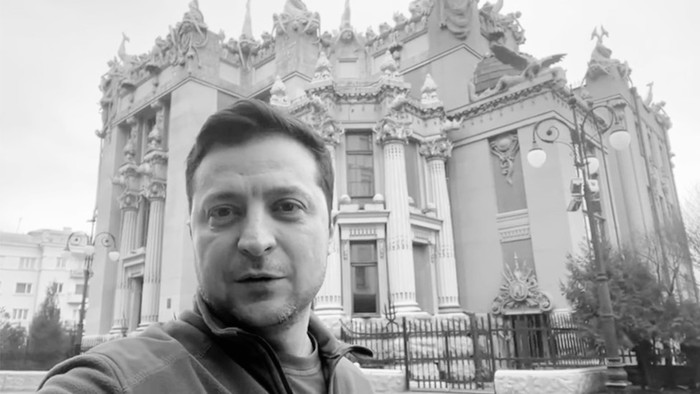 A screenshot from one of Volodymyr Zelensky's selfie videos