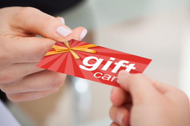 Gift card changing hands