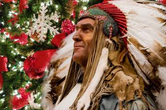 Chief with Christmas tree decorations
