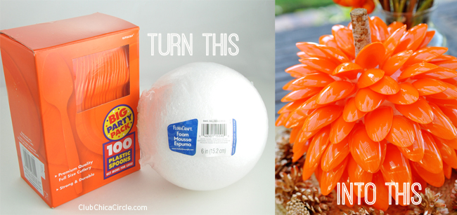 How to turn a foam ball and plastic spoons into pumpkins