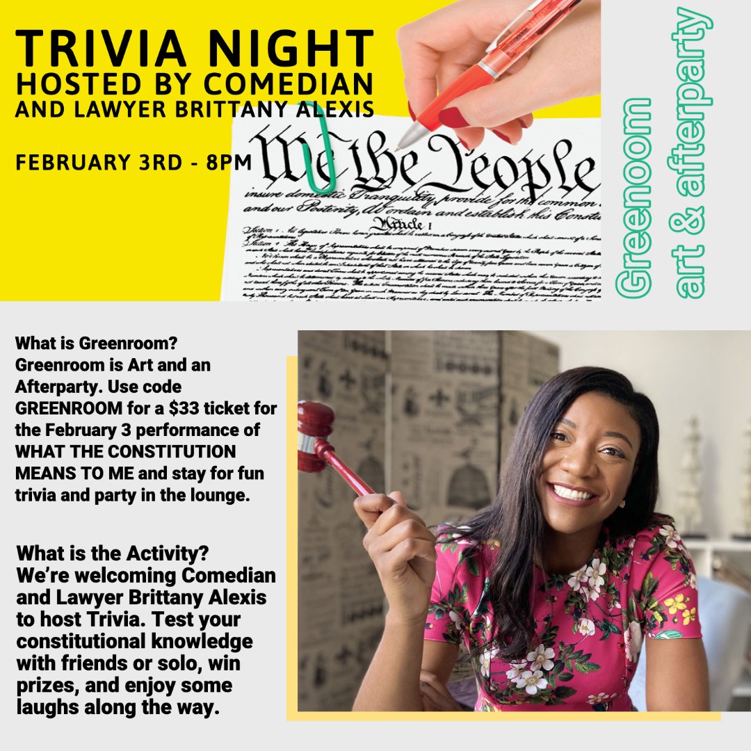 Trivia Night hosted by Comedian and lawyer brittany alexis on February 3rd after the performance.