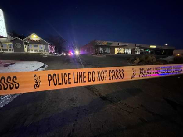 Crime tape is set up near a gay nightclub in Colorado Springs, Colo., Sunday, Nov. 20, 2022 where a shooting occurred late Saturday night. (AP Photo/Thomas Peipert)