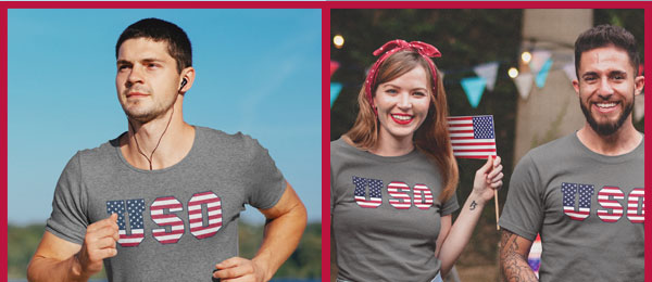 People wearing the 2025 USO T-shirt People wearing the 2025 USO T-shirt