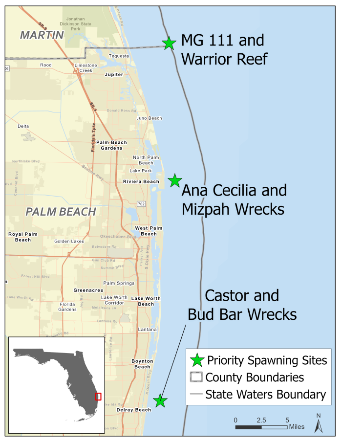map of goliath  priority spawning sites