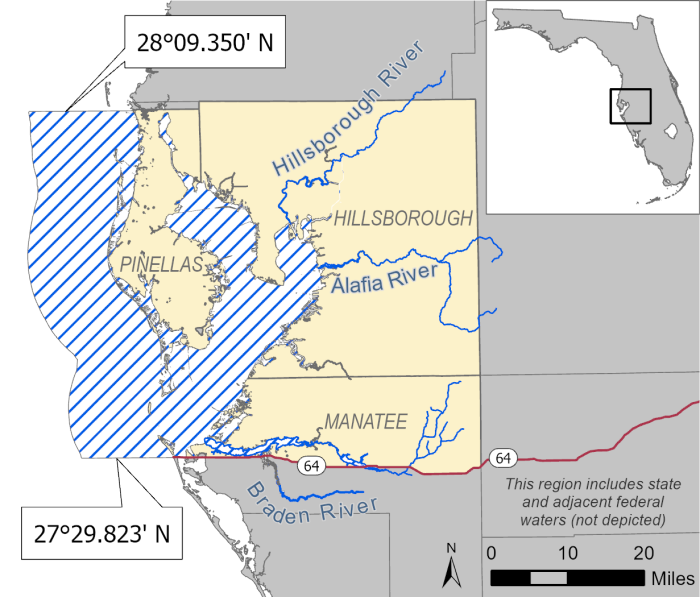 map of tampa bay Snook Management Region