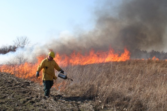 Drip can for prescribed fire activities used on grassland area