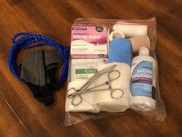 Medical supplies for an injured hunting dog