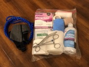 Medical supplies for an injured hunting dog