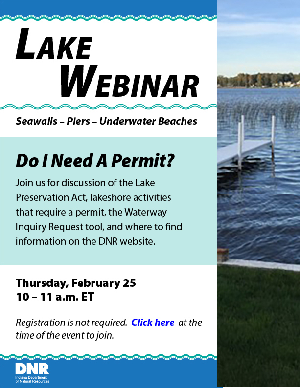 Lake Webinar, Seawalls, Piers, Underwater beaches, Do i need a permit? Feb 25