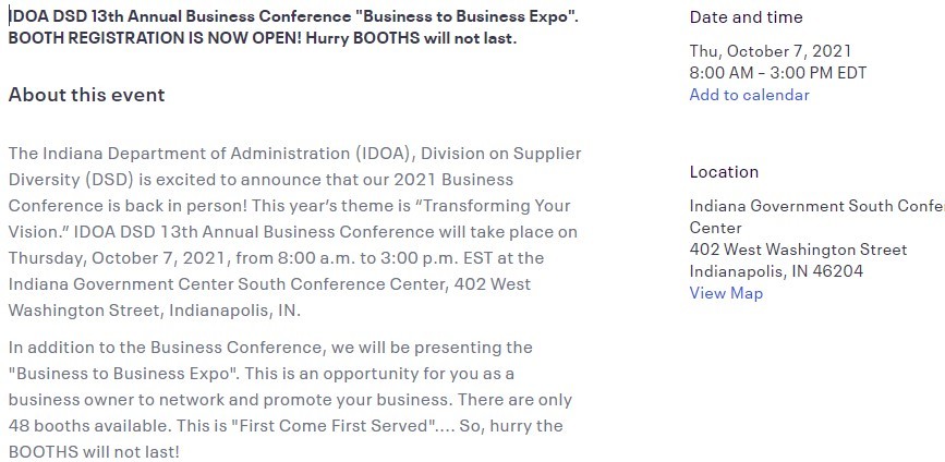 IDOA DSD 13th Annual Business Conference - Business to Business Expo