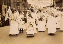 Archival image from the Suffragist parade in New York, 1912
