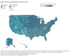 Map of labor force participation rate by sex