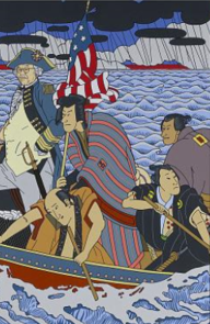 Samurai warriors crossing the Delaware river