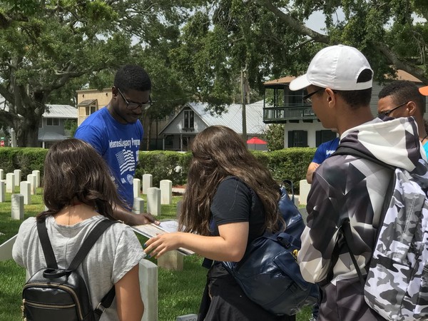 Students participating in Veterans Legacy Program at St. Augustine National Cemetery, Florida