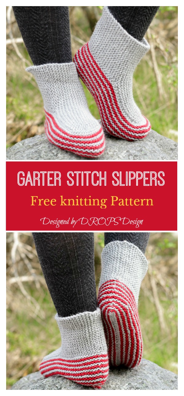 Garter Stitch Slippers Free knitting Pattern