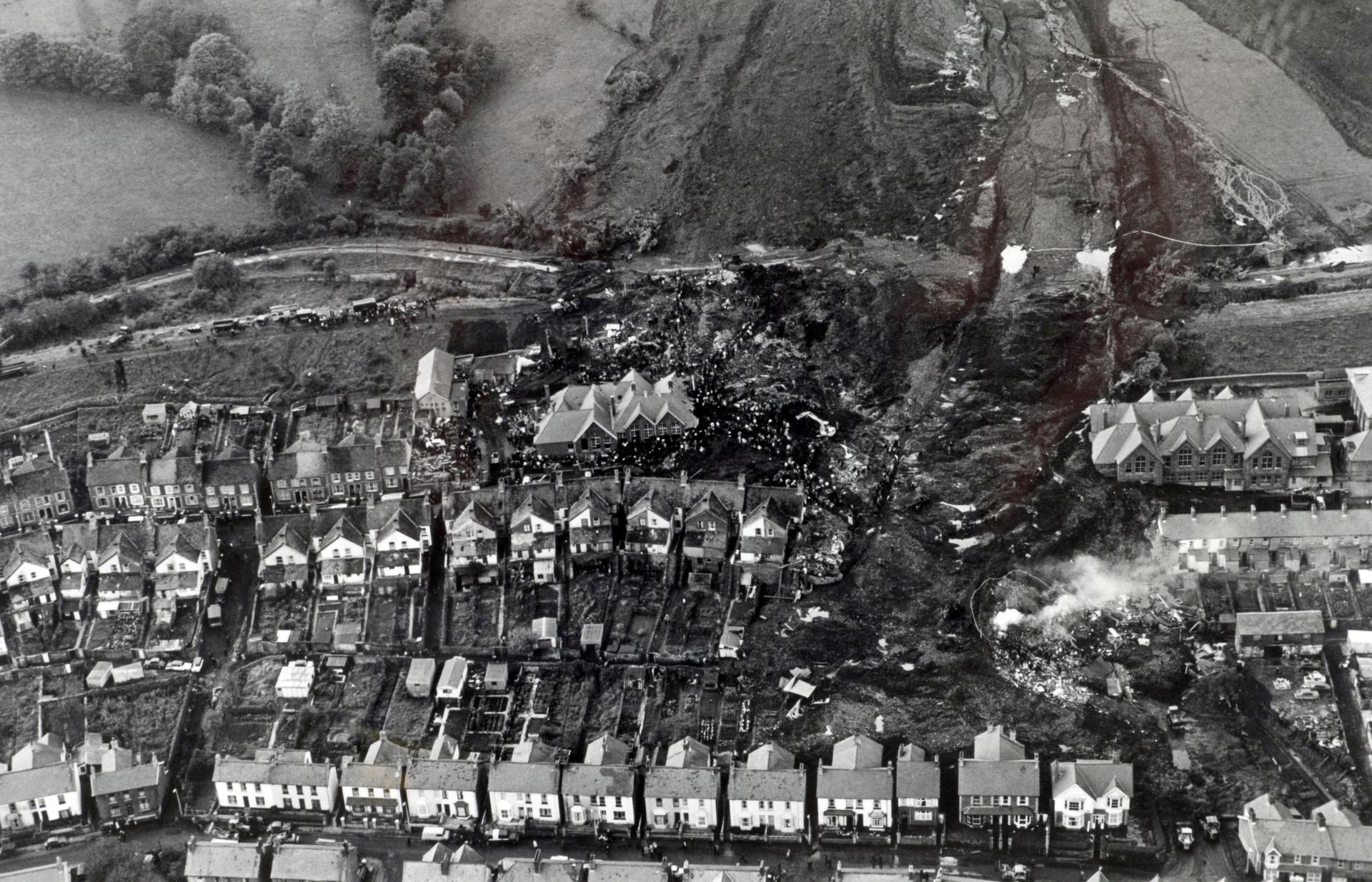 Aberfan disaster kills 144 people and levels a Welsh mining village