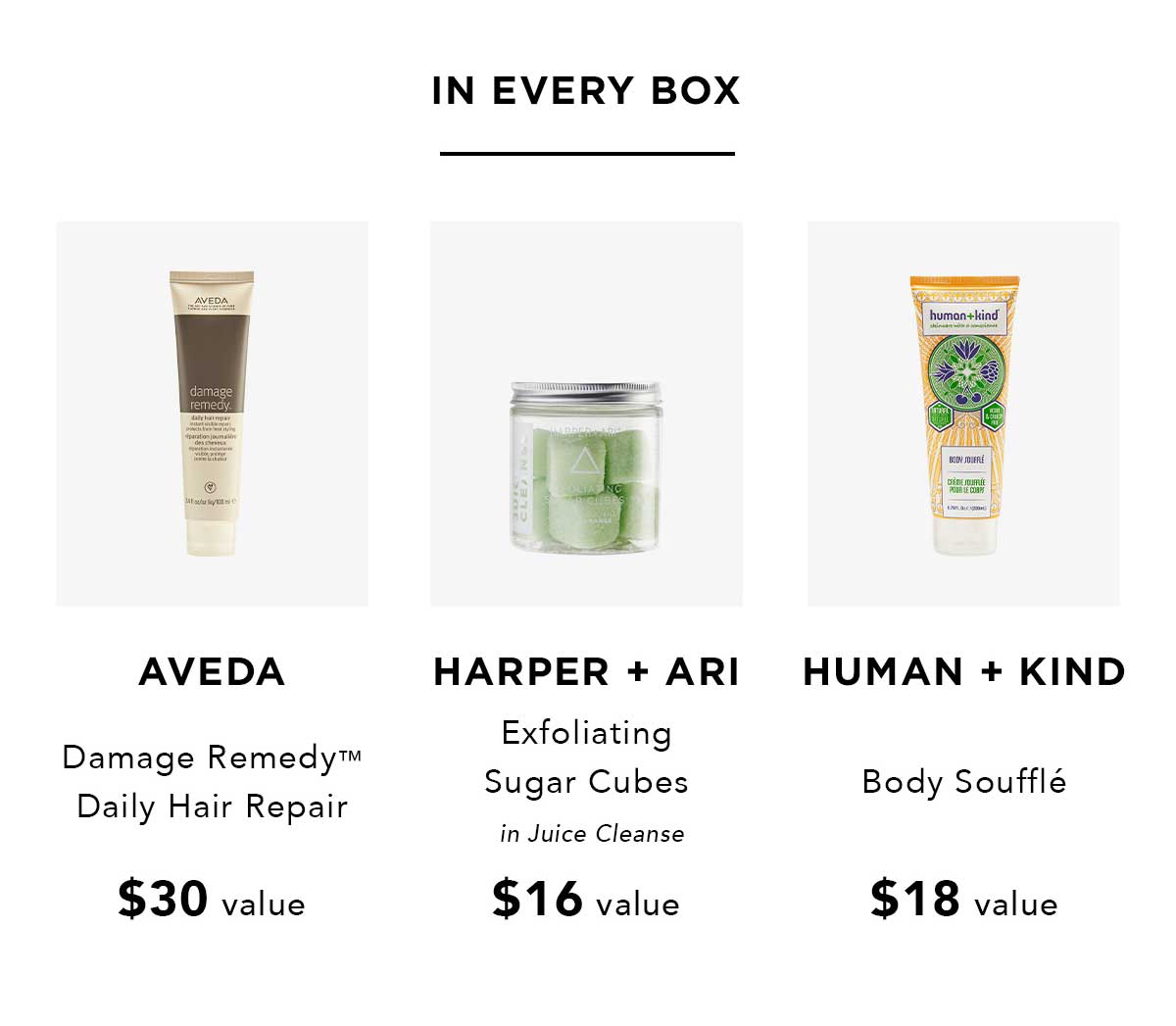 In Every Box | AVEDA, Harper + Ari, and Human + Kind