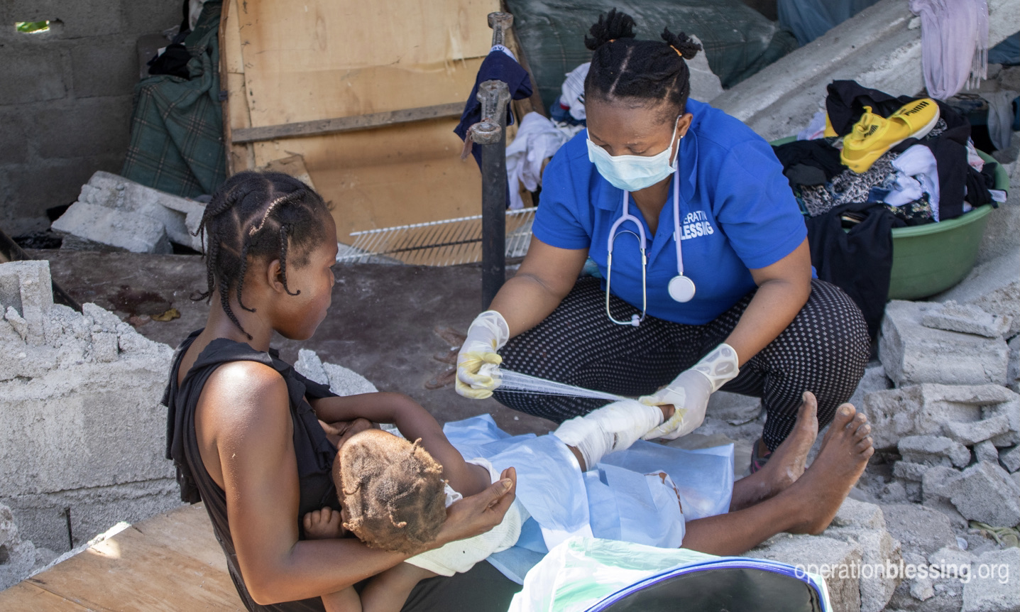 Operation Blessing's team assists earthquake victims in Haiti.