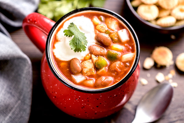 Hungry girl's healthy chicken chili in a mug recipe