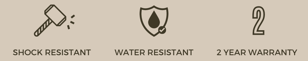 Shock Resistant, Water Resistant, 2 Year Warranty