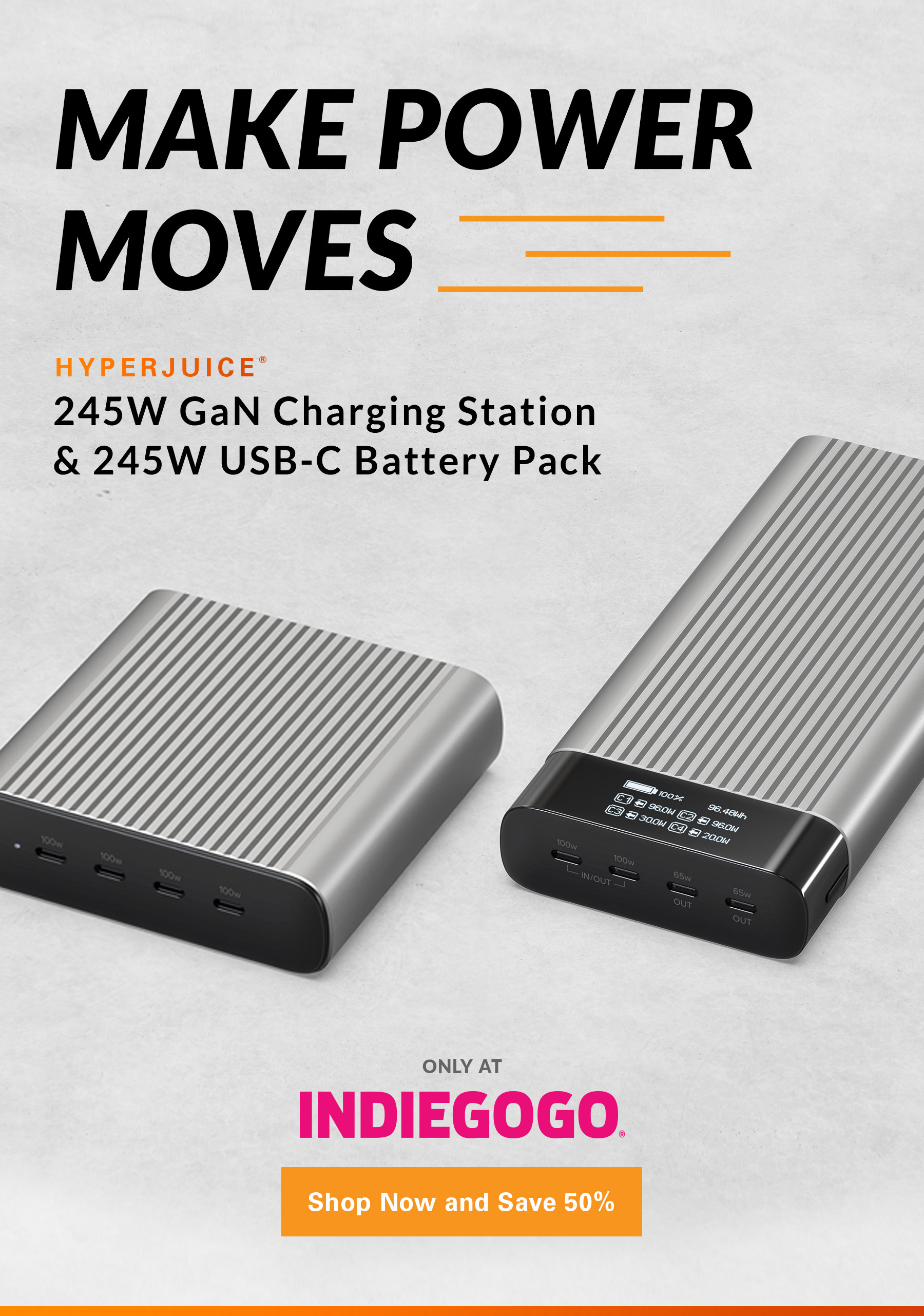 HyperJuice 245W USB-C Battery Pack & GaN Charger - Only on Indiegogo