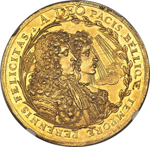 Bavaria. Maximilian II Emanuel gold 5 Ducat ND (1685) UNC Details (Edge Filing) NGC