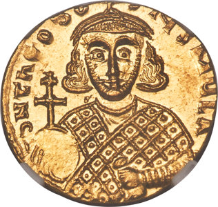 Theodosius III Adramytium (AD 715-717). AV solidus (19mm, 4.48 gm, 5h). NGC Gem MS 5/5 - 5/5