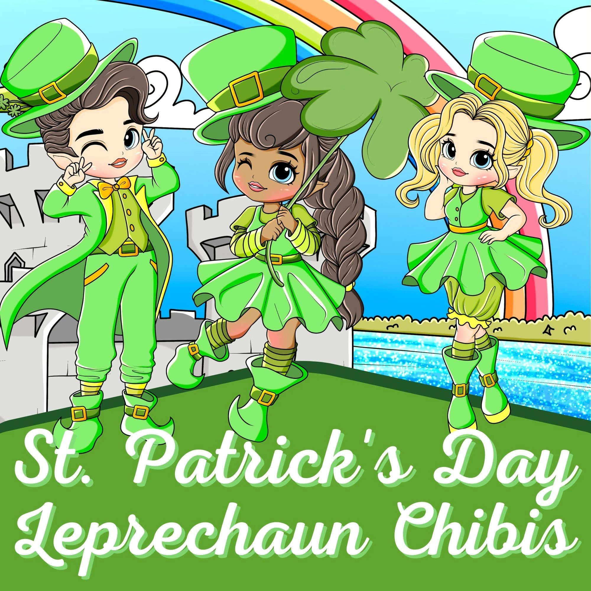 St. Patrick's Day Leprechaun Chibis Coloring Pack