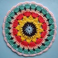 Image result for COLORFUL CROCHET MANDALA WITH YELLOW ROSE