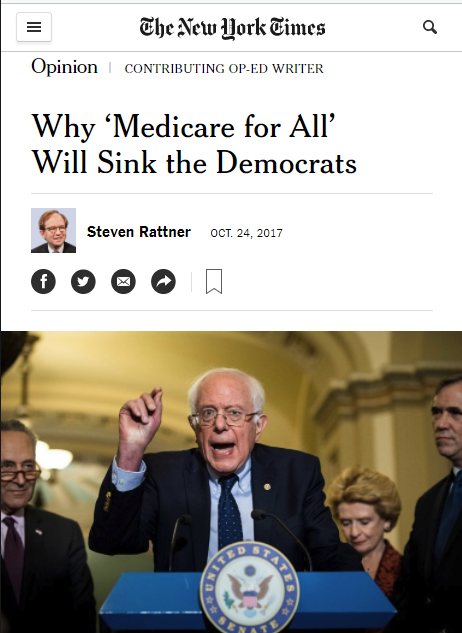 NYT: Why 'Medicare for All' Will Sink the Democrats