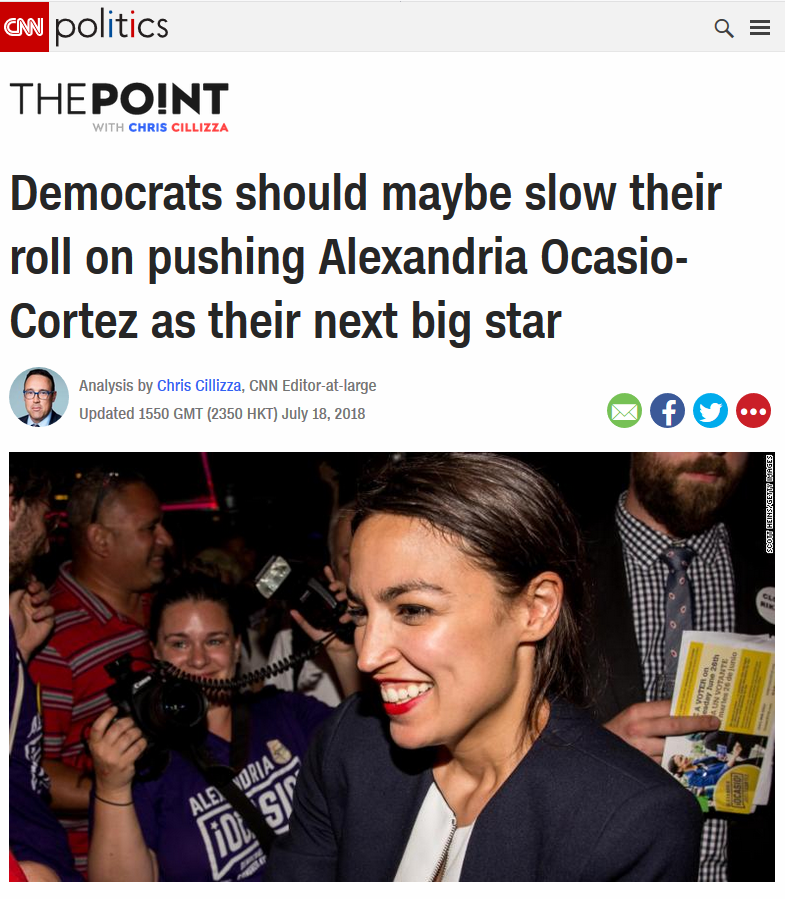 CNN: Democrats should maybe slow their roll on pushing Alexandria Ocasio-Cortez as their next big star