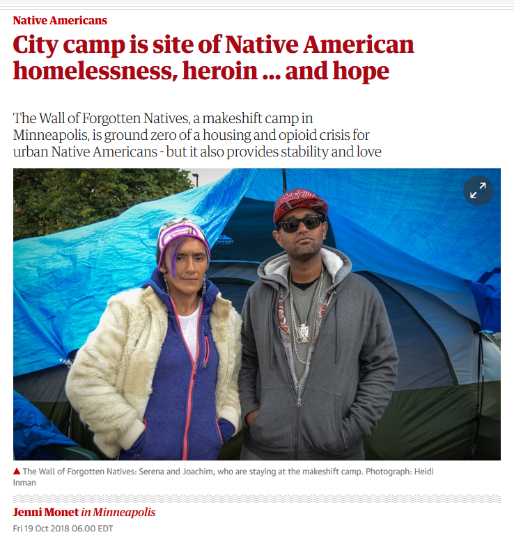 Guardian: City camp is site of Native American homelessness, heroin … and hope 