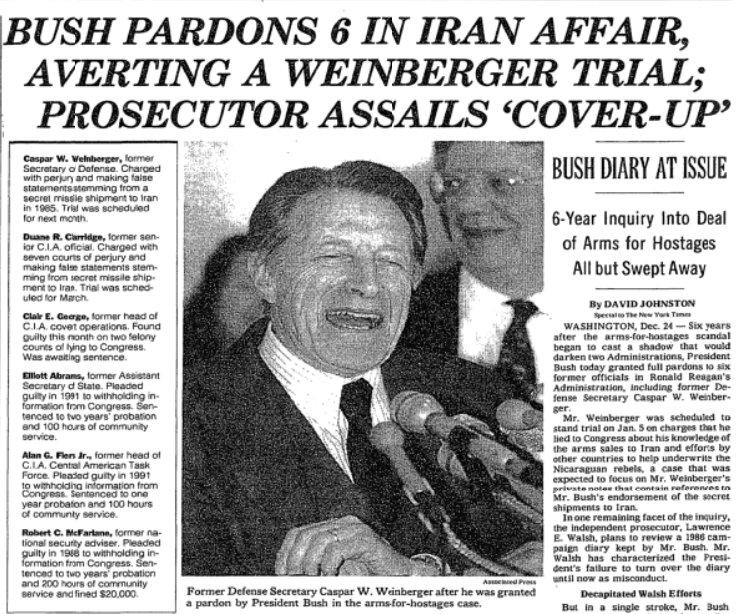 NYT: Bush Pardons 6 in Iran Affair