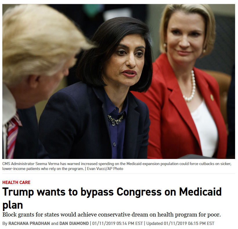 Politico: Trump wants to bypass Congress on Medicaid plan