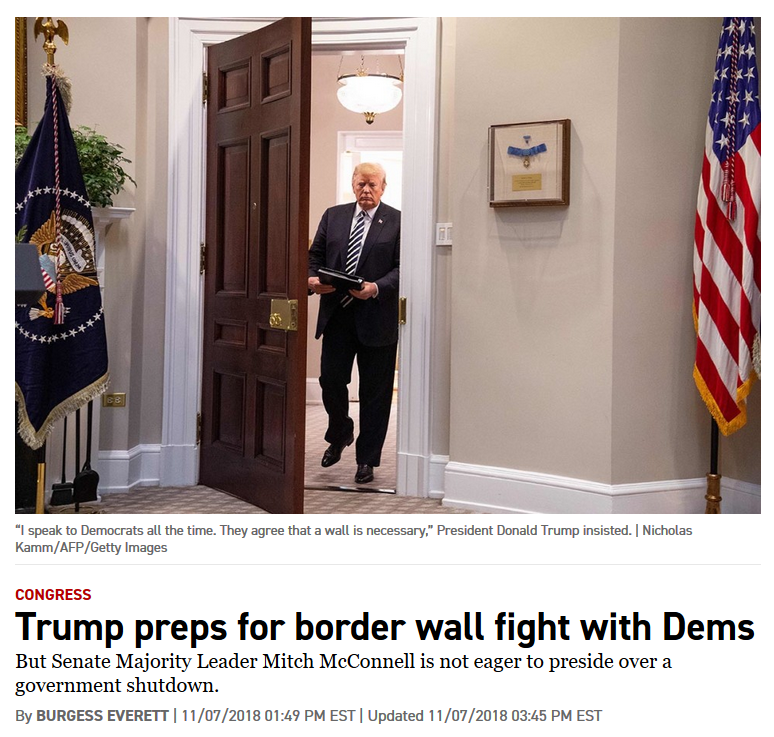 Politico: Trump preps for border wall fight with Dems