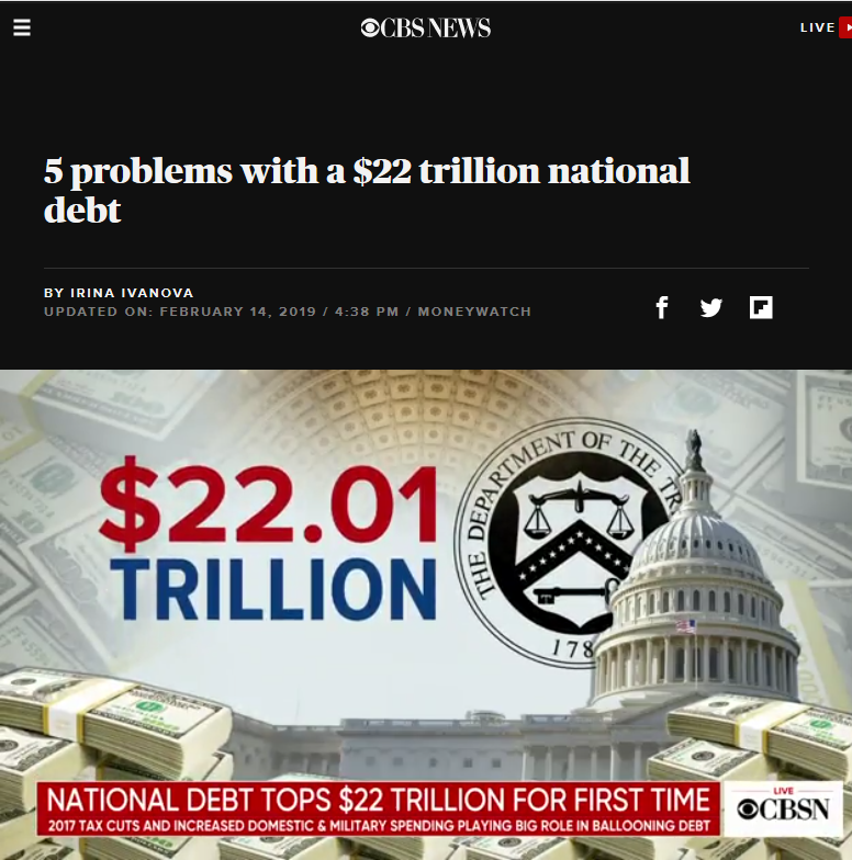 CBS: National Debt Tops 22 Trillion for First Time