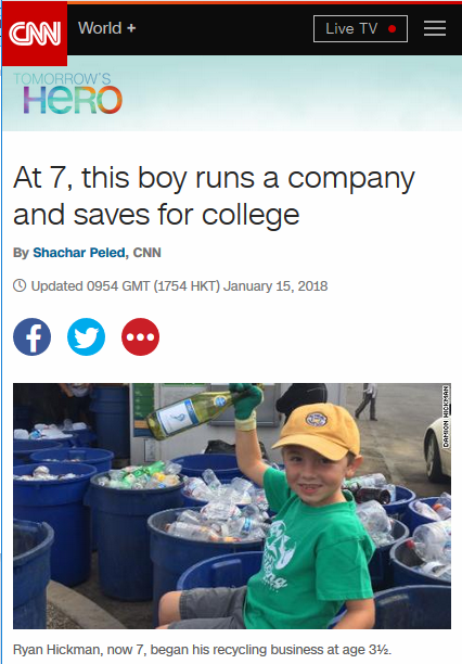 CNN: At 7, This Boy Runs a Company And Saves for College