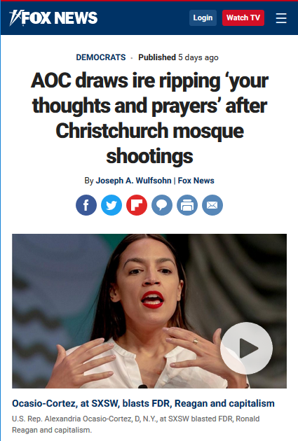 Fox: AOC draws ire ripping ‘your thoughts and prayers’ after Christchurch mosque shootings
