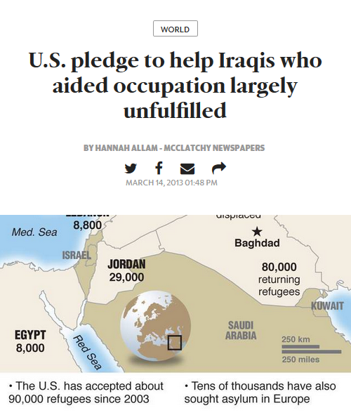 McClatchy: US Pledge to Help Iraqis Who Aided Occupation Largely Unfulfilled