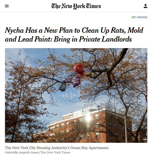 NYT: Nycha Has a New Plan to Clean Up Rats, Mold and Lead Paint: Bring in Private Landlords